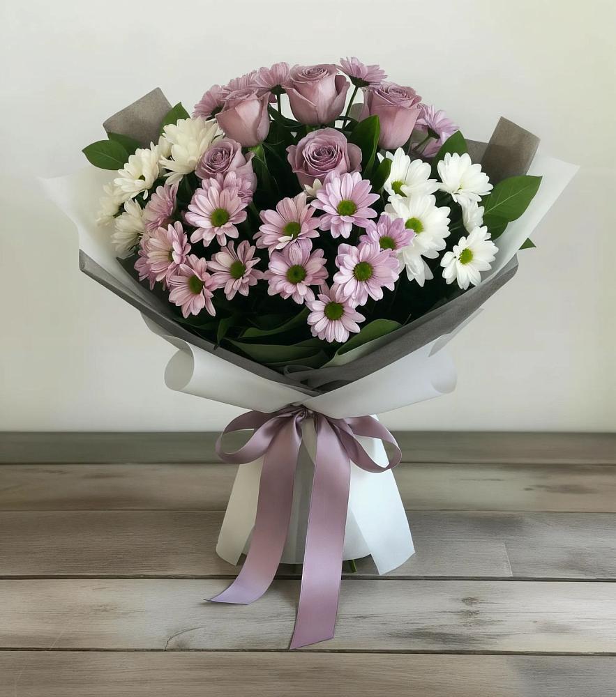 Букет цветов из: Хризантемы и Розы в Беслане