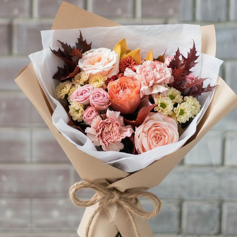 Букет цветов из: Гвоздики, Хризантемы и Розы в Беслане