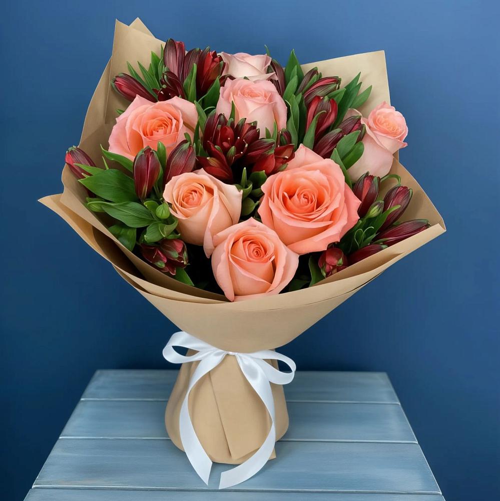 Букет цветов из: Розы и Альстромерии в Беслане