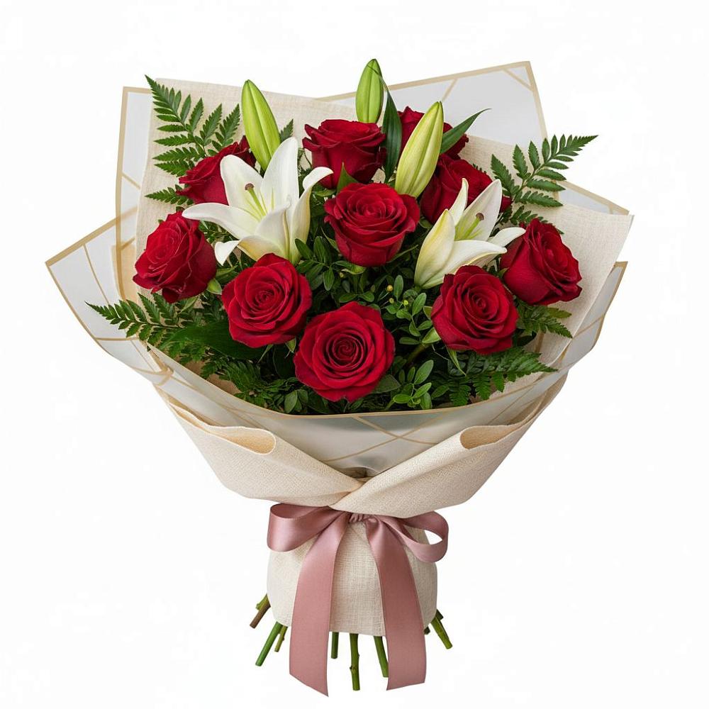 Букет цветов из: Лилии и Розы в Беслане