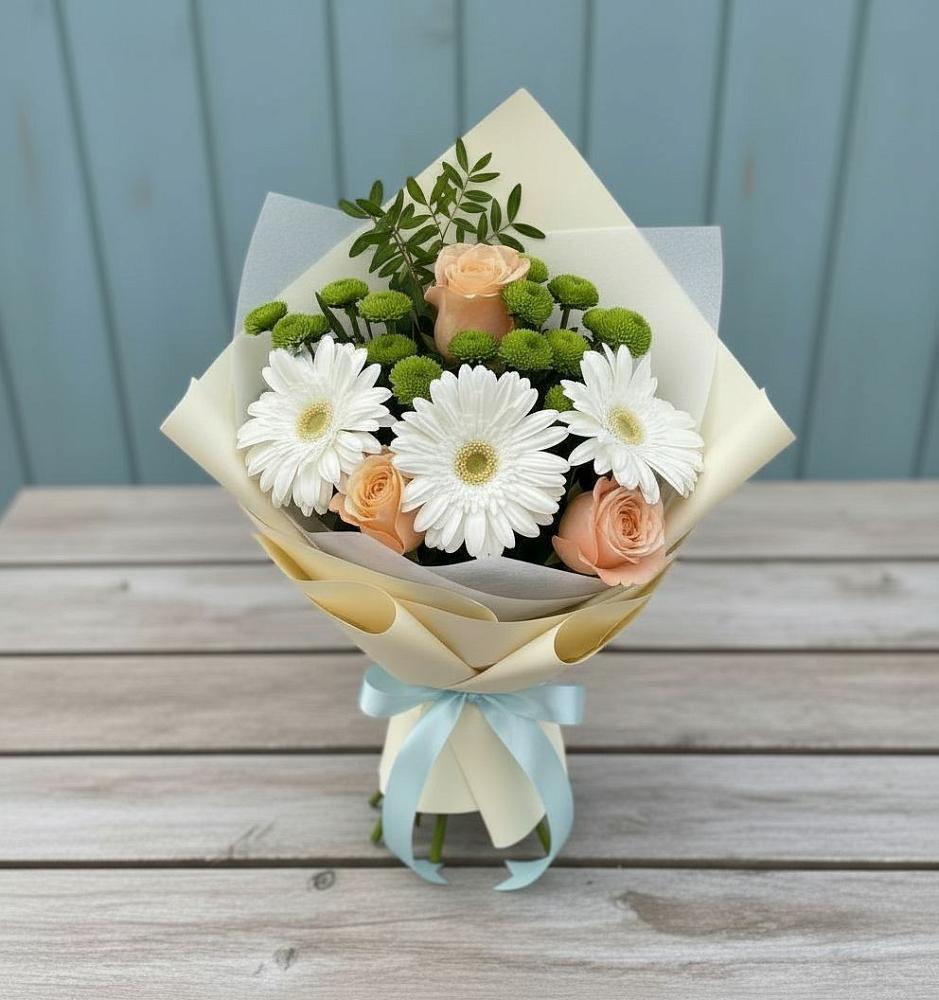 Букет цветов из: Герберы, Розы и Хризантемы в Беслане