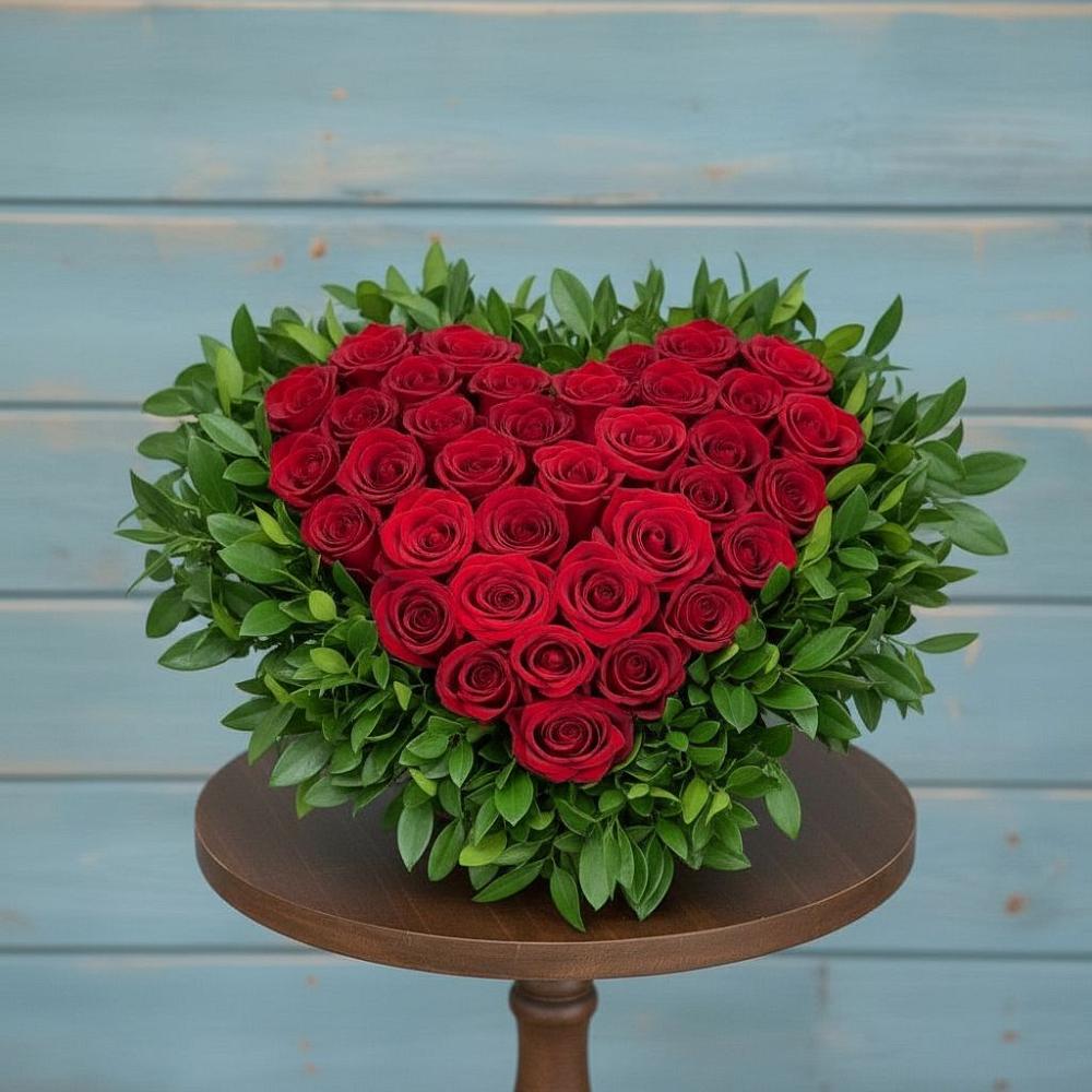 Цветочная композиция из Розы в виде сердца в Беслане